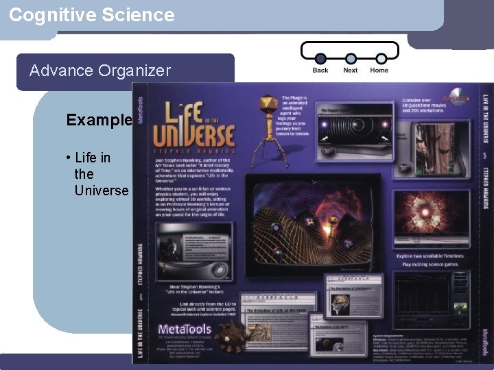 Cognitive Science Advance Organizer Example • Life in the Universe 