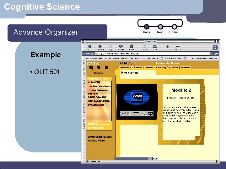 Cognitive Science Advance Organizer Example • OLIT 501 