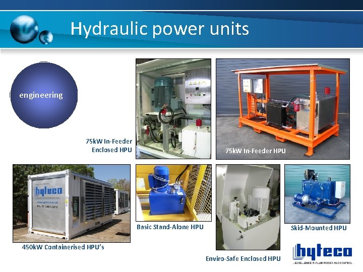 Hydraulic power units engineering 75 k. W In-Feeder Enclosed HPU 75 k. W In-Feeder