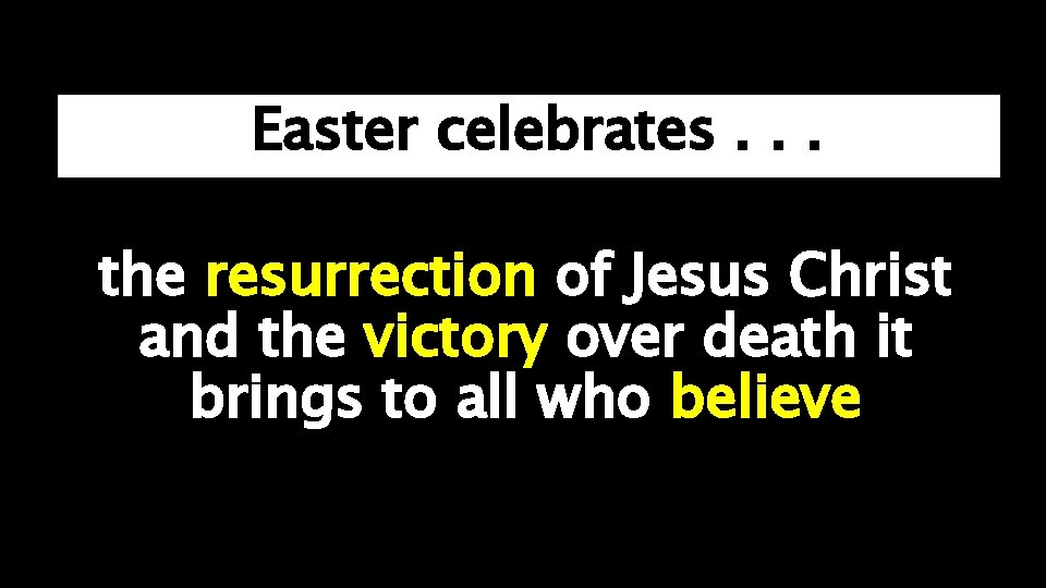 Easter celebrates. . . the resurrection of Jesus Christ and the victory over death