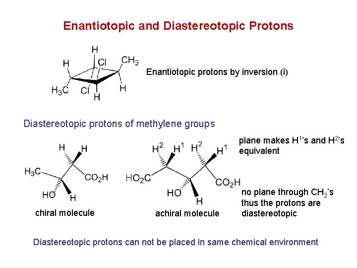 Enantiotopic and Diastereotopic Protons Enantiotopic protons by inversion (i) Diastereotopic protons of methylene groups