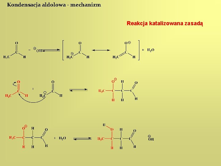 Kondensacja aldolowa - mechanizm Reakcja katalizowana zasadą 