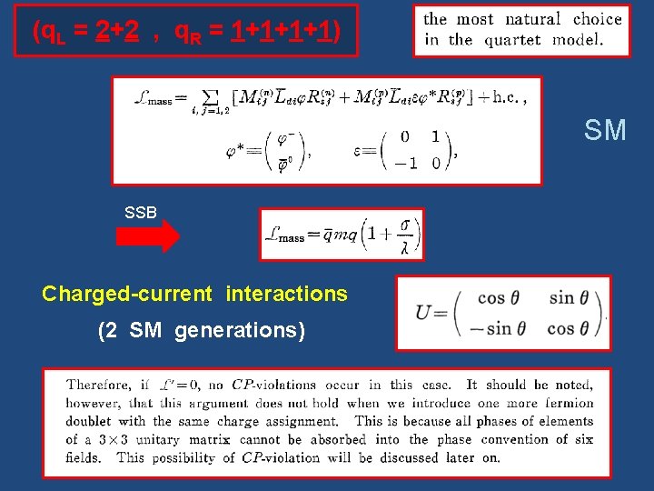 (q. L = 2+2 , q. R = 1+1+1+1) SM SSB Charged-current interactions (2