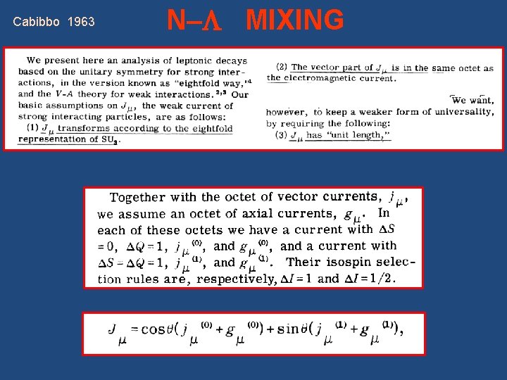 Cabibbo 1963 N L MIXING 