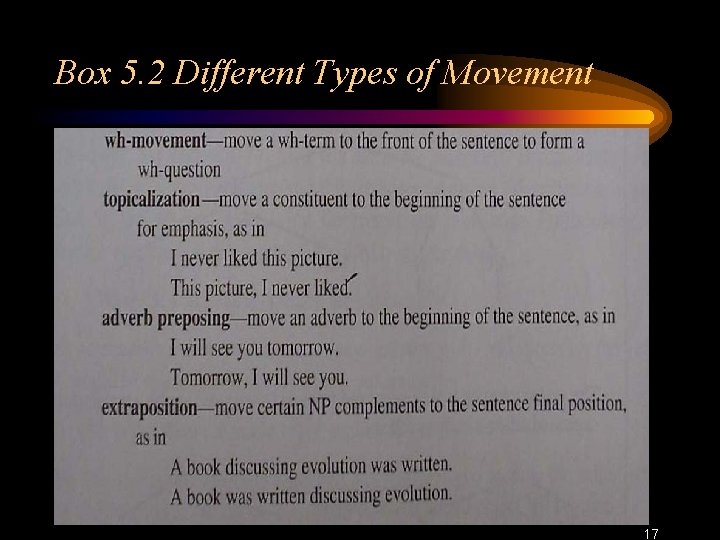 Box 5. 2 Different Types of Movement 17 