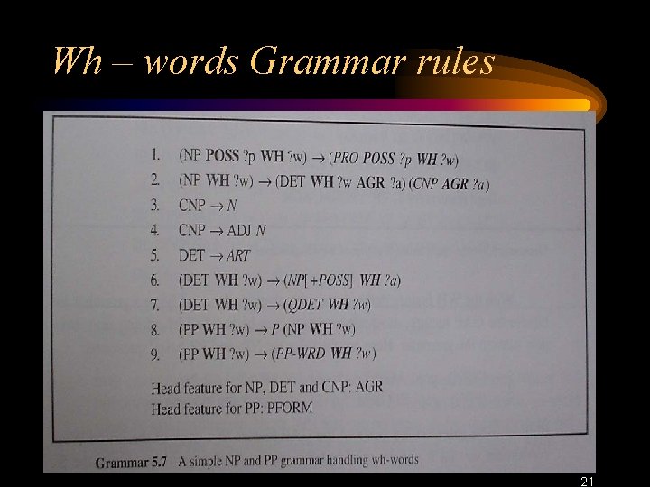 Wh – words Grammar rules 21 