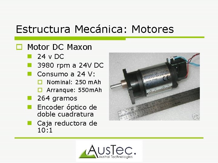 Estructura Mecánica: Motores Motor DC Maxon 24 v DC 3980 rpm a 24 V