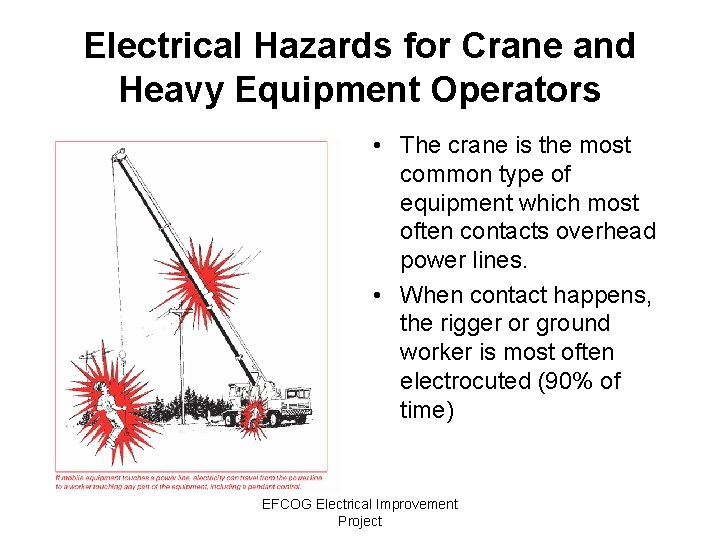 Electrical Hazards for Crane and Heavy Equipment Operators • The crane is the most