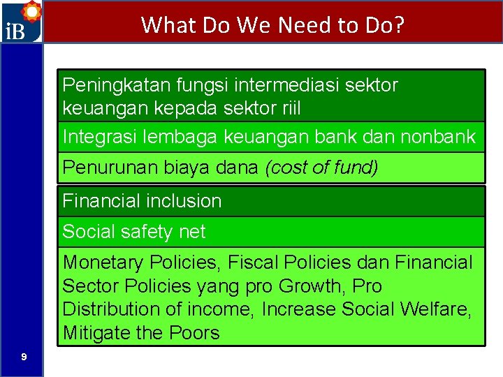 What Do We Need to Do? Peningkatan fungsi intermediasi sektor keuangan kepada sektor riil