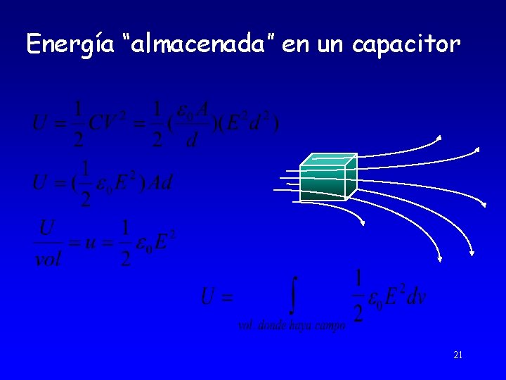 Energía “almacenada” en un capacitor 21 