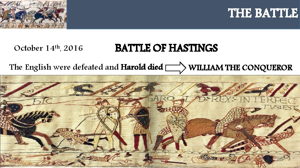 THE BATTLE HAROLD GODWINSON October 14 th, 2016 BATTLE OF HASTINGS The English were