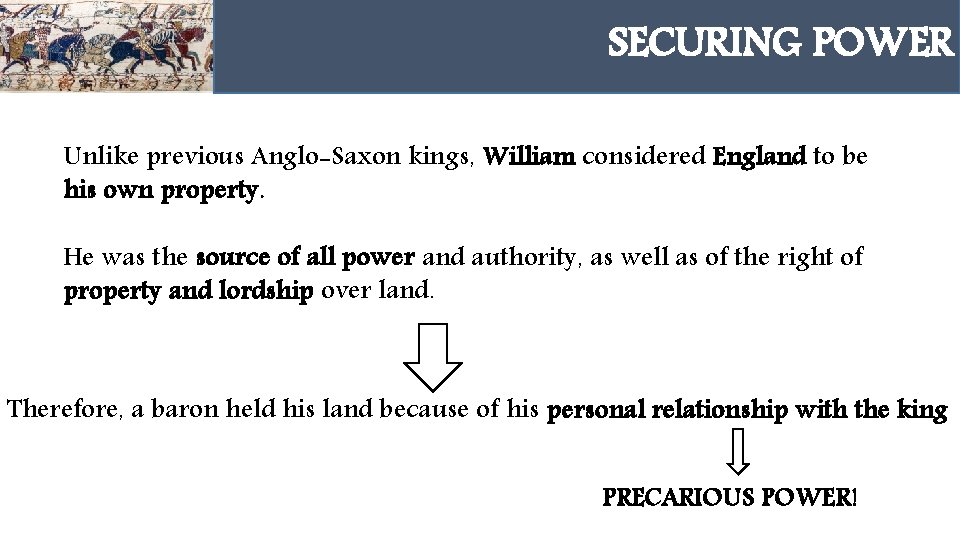 POWER HAROLD SECURING GODWINSON Unlike previous Anglo-Saxon kings, William considered England to be his