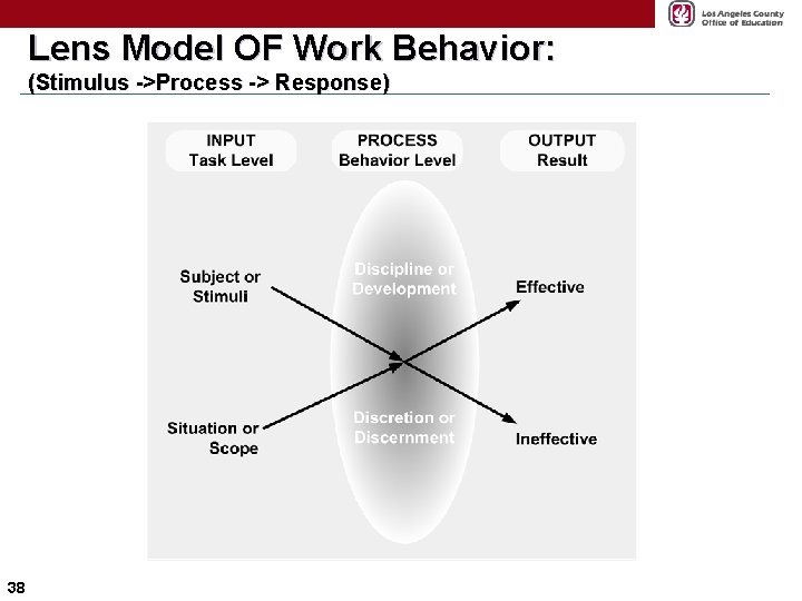 Lens Model OF Work Behavior: (Stimulus ->Process -> Response) 38 