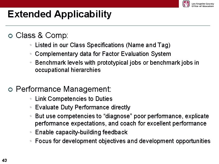 Extended Applicability ¢ Class & Comp: • • • ¢ Listed in our Class