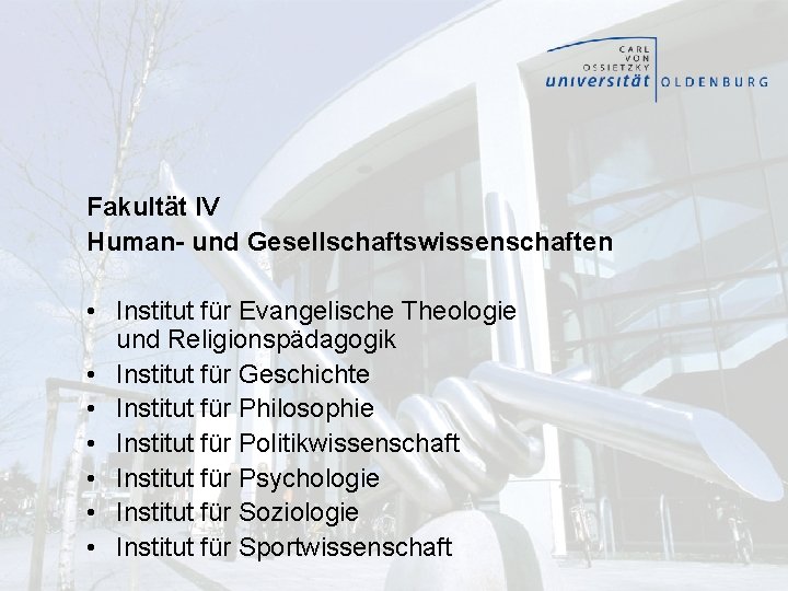 Fakultät IV Human- und Gesellschaftswissenschaften • Institut für Evangelische Theologie und Religionspädagogik • Institut