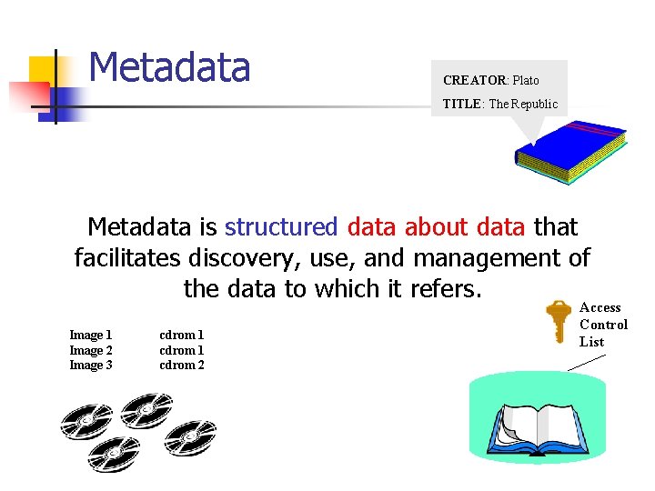 Metadata CREATOR: Plato TITLE: The Republic Metadata is structured data about data that facilitates