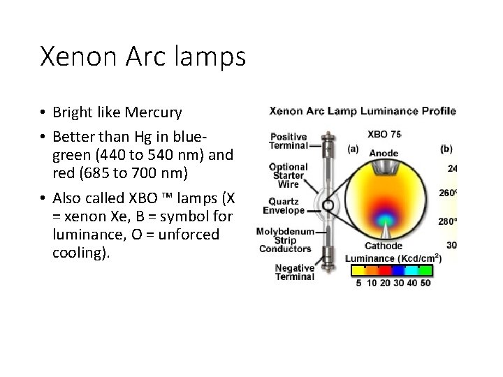 Xenon Arc lamps • Bright like Mercury • Better than Hg in bluegreen (440