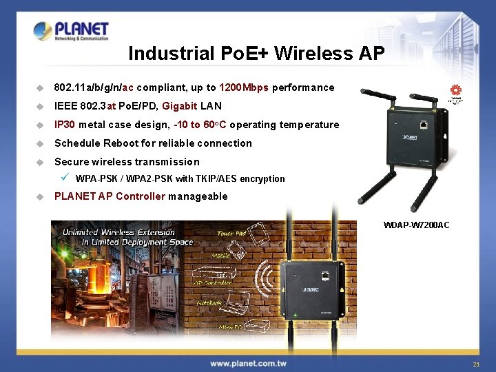 Industrial Po. E+ Wireless AP u 802. 11 a/b/g/n/ac compliant, up to 1200 Mbps