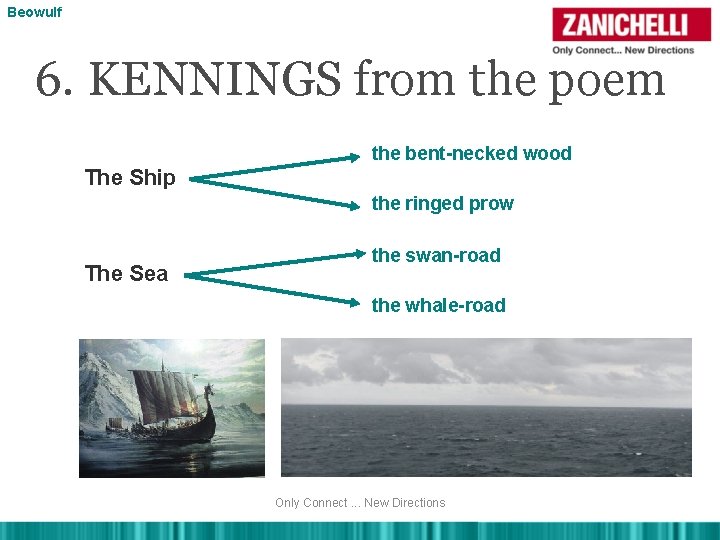 Beowulf 6. KENNINGS from the poem the bent-necked wood The Ship the ringed prow