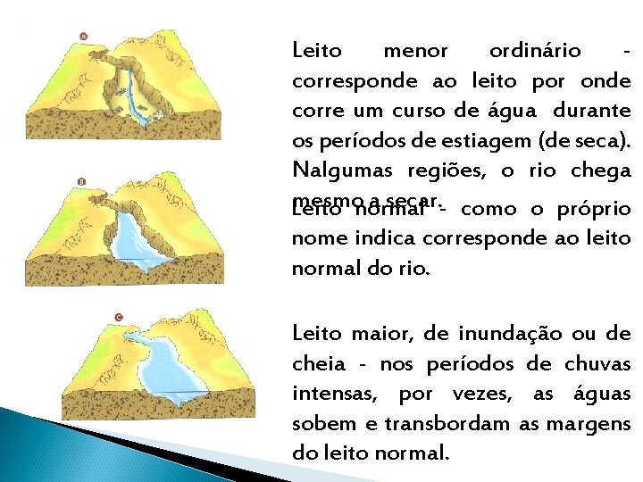 Leito menor ordinário corresponde ao leito por onde corre um curso de água durante