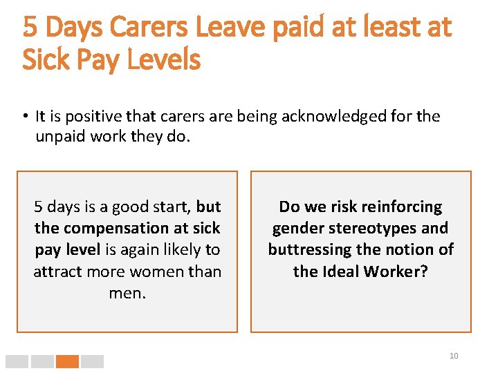 5 Days Carers Leave paid at least at Sick Pay Levels • It is