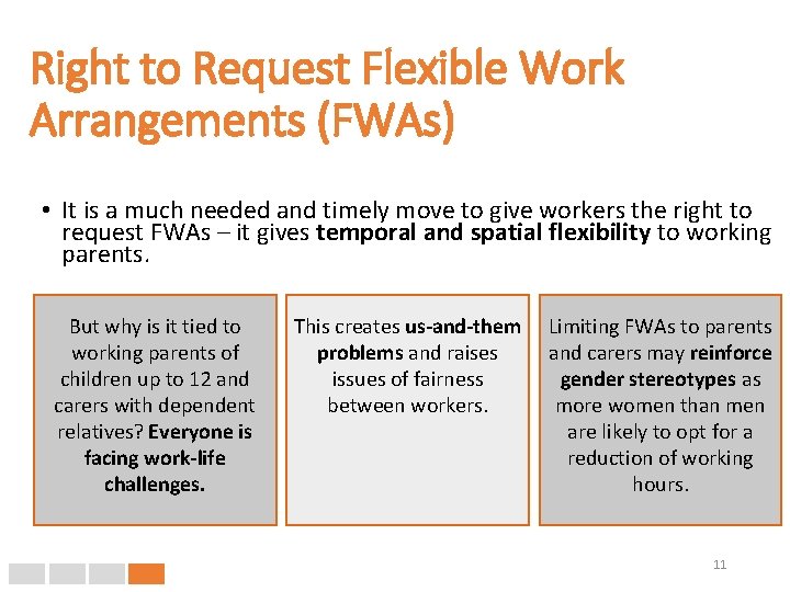 Right to Request Flexible Work Arrangements (FWAs) • It is a much needed and