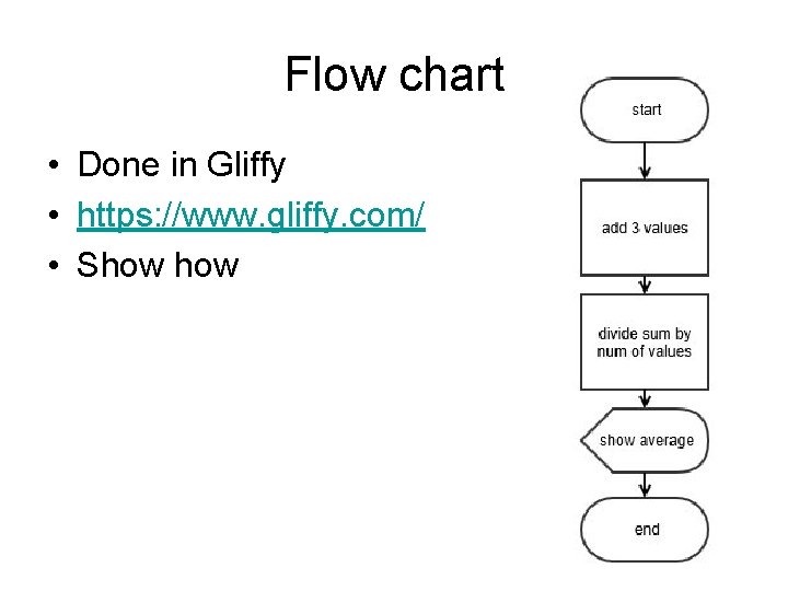 Flow chart • Done in Gliffy • https: //www. gliffy. com/ • Show 