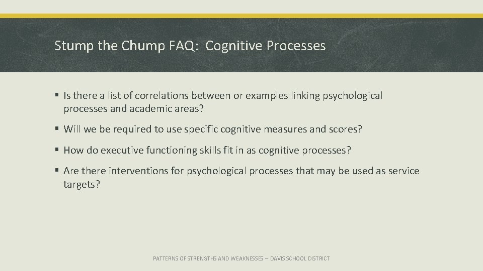 Stump the Chump FAQ: Cognitive Processes § Is there a list of correlations between