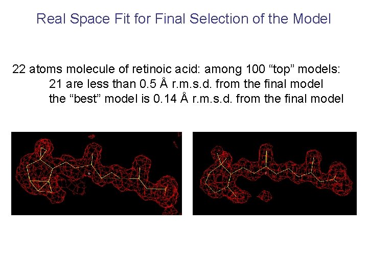 Real Space Fit for Final Selection of the Model 22 atoms molecule of retinoic