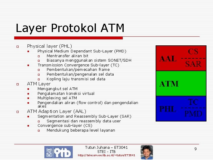 Layer Protokol ATM o Physical layer (PHL) n n o ATM Layer n n