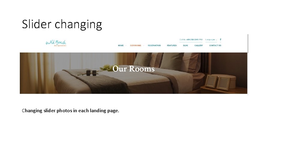 Slider changing Changing slider photos in each landing page. 