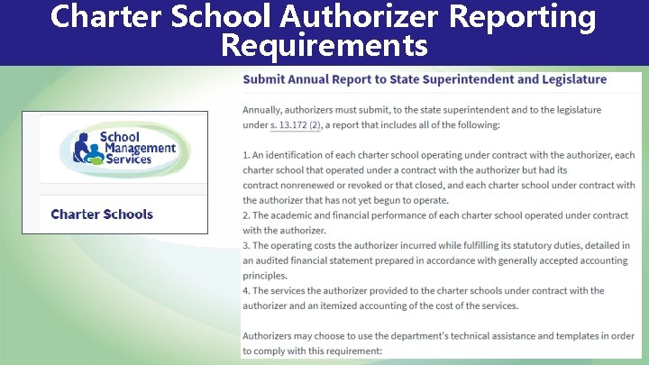 Charter School Authorizer Reporting Requirements 