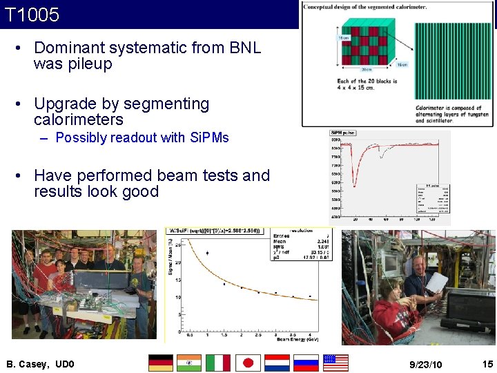 T 1005 • Dominant systematic from BNL was pileup • Upgrade by segmenting calorimeters
