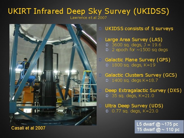 UKIRT Infrared Deep Sky Survey (UKIDSS) Lawrence et al 2007 Ü UKIDSS consists of