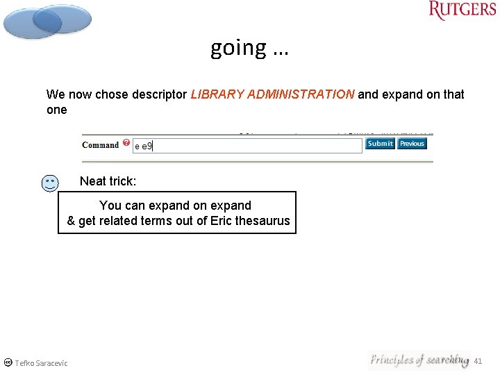 going … We now chose descriptor LIBRARY ADMINISTRATION and expand on that one Neat