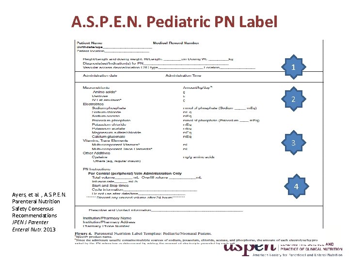 A. S. P. E. N. Pediatric PN Label 1 2 3 Ayers, et al.