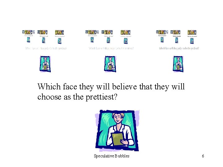 Which face they will believe that they will choose as the prettiest? Speculative Bubbles