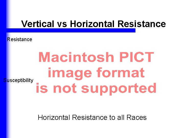 Vertical vs Horizontal Resistance Susceptibility Horizontal Resistance to all Races 