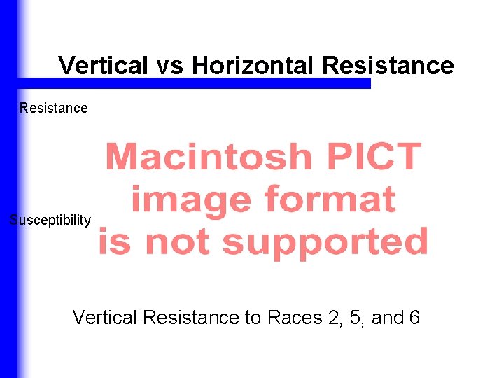 Vertical vs Horizontal Resistance Susceptibility Vertical Resistance to Races 2, 5, and 6 