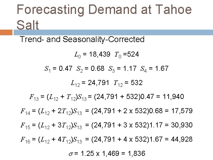 Forecasting Demand at Tahoe Salt Trend- and Seasonality-Corrected L 0 = 18, 439 T