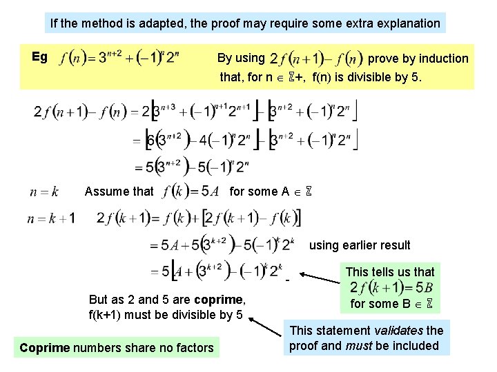 If the method is adapted, the proof may require some extra explanation Eg By