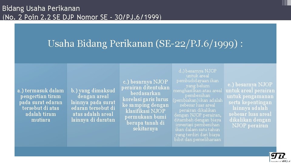 Bidang Usaha Perikanan (No. 2 Poin 2. 2 SE DJP Nomor SE - 30/PJ.