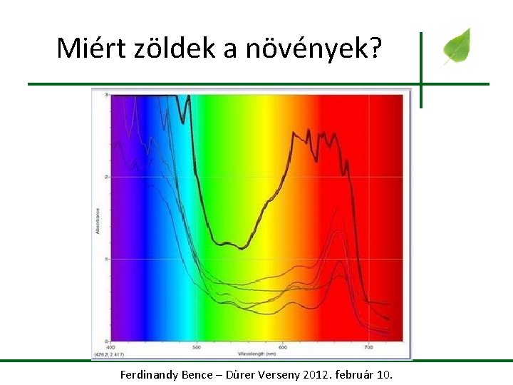 Miért zöldek a növények? Ferdinandy Bence – Dürer Verseny 2012. február 10. 