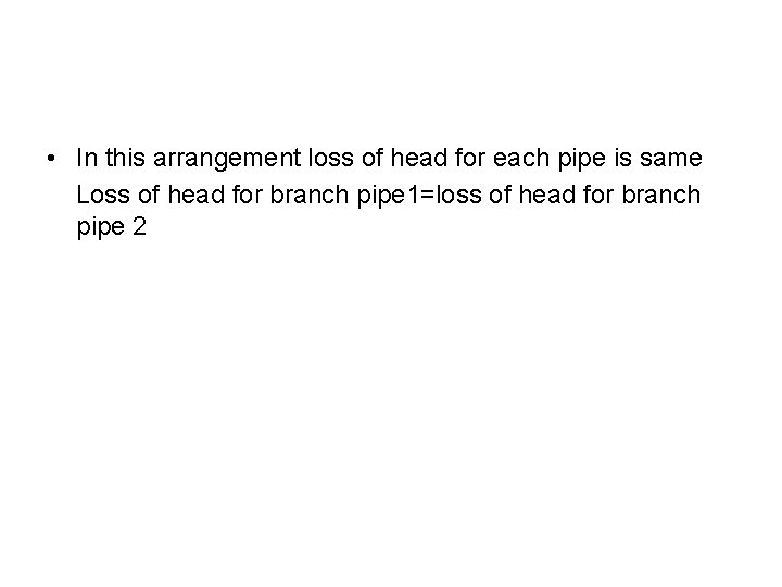 • In this arrangement loss of head for each pipe is same Loss • In this arrangement loss of head for each pipe is same Loss