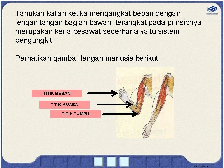 Tahukah kalian ketika mengangkat beban dengan lengan tangan bagian bawah terangkat pada prinsipnya merupakan