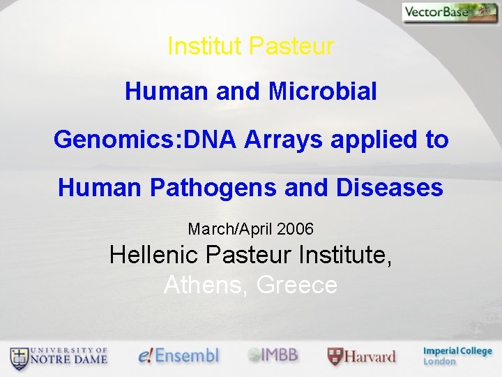 Institut Pasteur Human and Microbial Genomics: DNA Arrays applied to Human Pathogens and Diseases