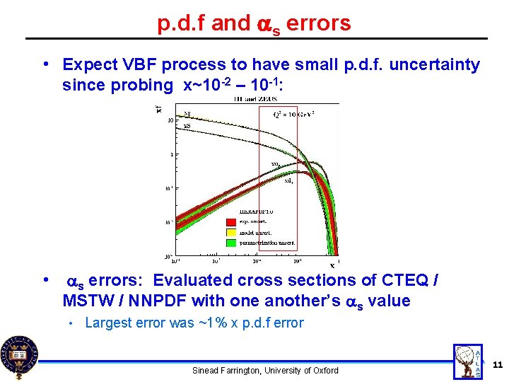 p. d. f and as errors • Expect VBF process to have small p.