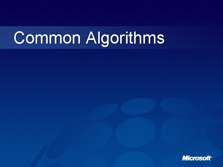 Common Algorithms 