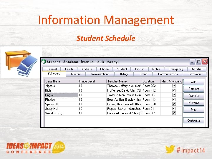 Information Management Student Schedule 