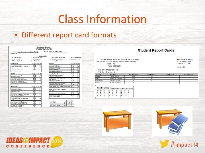 Class Information • Different report card formats 